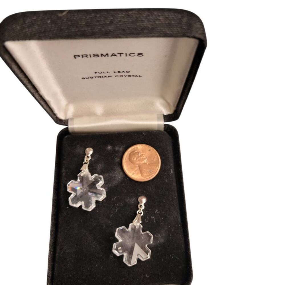 Vintage Austrian Crystal Sterling Silver Snowflake Daisy Flower Necklace Set - Picture 5 of 8